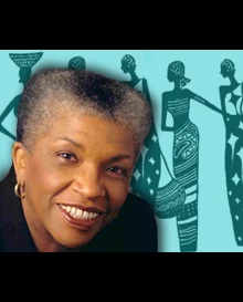 Photograph of Dr.O'Neal with African Women Silhouettes on blue background